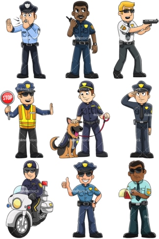Mannelijke politieagenten - afbeeldingen geïsoleerd op transparante achtergrond. PNG