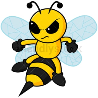 愤怒的蜜蜂即将蜇人-孤立在白色背景上的图像。透明PNG和矢量(无限扩展)EPS