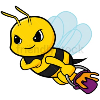 可爱的工蜂携带蜂蜜-图像孤立在白色背景。透明PNG和矢量(无限扩展)EPS