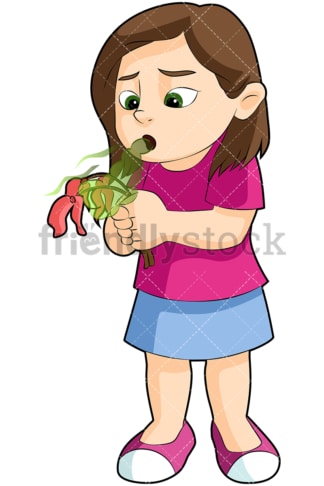 女孩杀花与口臭-图像隔离在透明背景。PNG