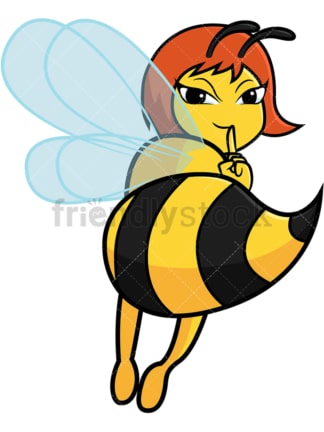 蜜蜂展示她的毒刺-孤立在白色背景上的图像。透明PNG和矢量(无限扩展)EPS