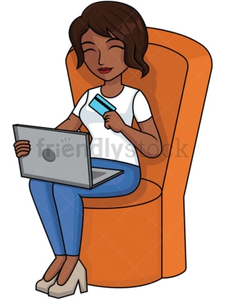 Schwarze Frau mitcc online einkaufen - Bild autransparent - Hintergrund isoliert。PNG