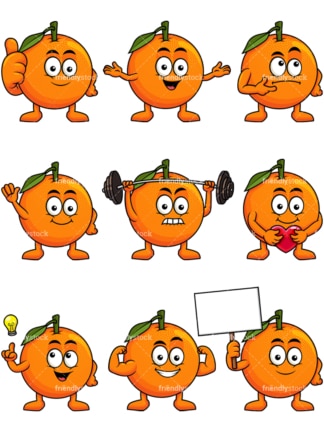 吉祥物橙色卡通人物。PNG - JPG和矢量EPS文件格式(无限可扩展)。图像隔离在透明背景上。