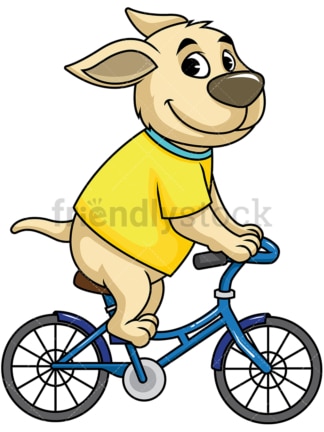狗卡通人物骑自行车。PNG - JPG和矢量EPS(无限缩放)。在透明背景上隔离图像。