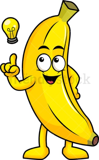 香蕉卡通人物有一个想法。PNG - JPG和矢量EPS(无限扩展)。图像隔离在透明背景上。