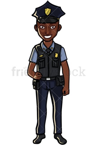 Afro-Amerikaanse politieagent. PNG - JPG en vector EPS-bestandsindelingen (oneindig schaalbaar). Afbeelding geïsoleerd op transparante achtergrond.