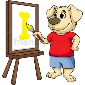 画在画布上的狗卡通人物。PNG - JPG和矢量EPS(无限可扩展)。图像隔离在透明背景上。