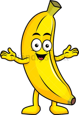 快乐的香蕉卡通人物。PNG - JPG和矢量EPS(无限扩展)。图像隔离在透明背景上。