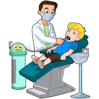 Klein kind krijgt zijn tanden schoongemaakt. PNG - JPG en vector EPS (oneindig schaalbaar). Afbeelding geïsoleerd op transparante achtergrond.