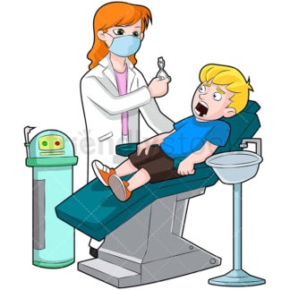 Vrouwelijke tandarts die tand uittrekt. PNG - JPG en vector EPS (oneindig schaalbaar). Afbeelding geïsoleerd op transparante achtergrond.