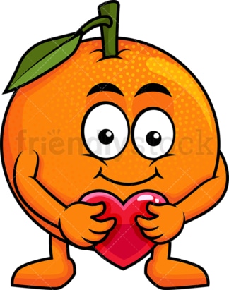 橙色卡通人物拥抱心形图标。PNG - JPG和矢量EPS(无限可扩展)。图像隔离在透明背景上。