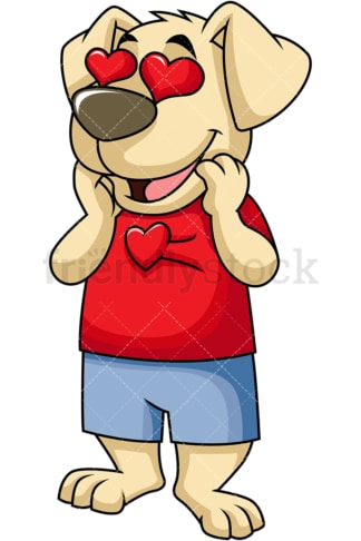 恋爱中的狗狗卡通形象。PNG - JPG和矢量EPS(无限可扩展)。图像隔离在透明背景上。