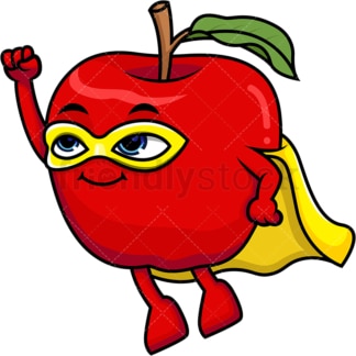 Superhelden-Apfel-Cartoon-Figur。PNG - JPG和Vektor-EPS (unendlich skalierbar)。