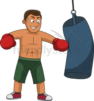 健美运动员带着拳击袋训练。PNG - JPG和矢量EPS文件格式(无限扩展)。
