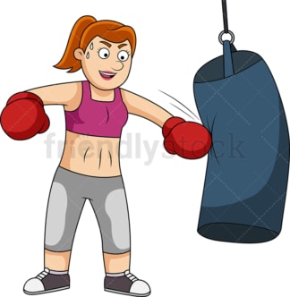 健身女子训练与拳击袋。PNG - JPG和矢量EPS文件格式(无限扩展)。