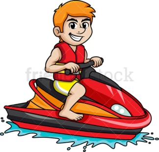 骑着红色水上摩托的家伙。PNG - JPG和矢量EPS文件格式。