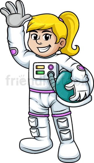 开朗的女宇航员。PNG - JPG和矢量EPS(无限可扩展)。图像隔离在透明背景上。