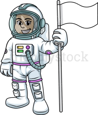 女宇航员举着国旗。PNG - JPG和矢量EPS(无限缩放)。在透明背景上隔离图像。