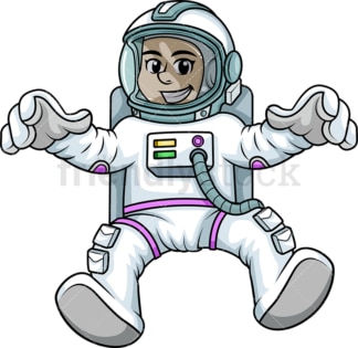 漂浮在太空中的女宇航员。PNG - JPG和矢量EPS(无限缩放)。在透明背景上隔离图像。