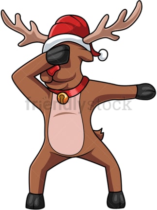 驯鹿与圣诞帽卡通。PNG - JPG和矢量EPS(无限可扩展)。
