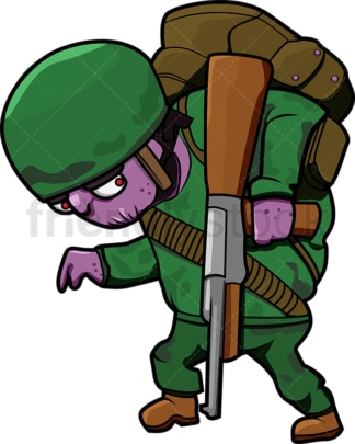 笨拙的僵尸士兵漫画。PNG - JPG和矢量EPS(无限缩放)。