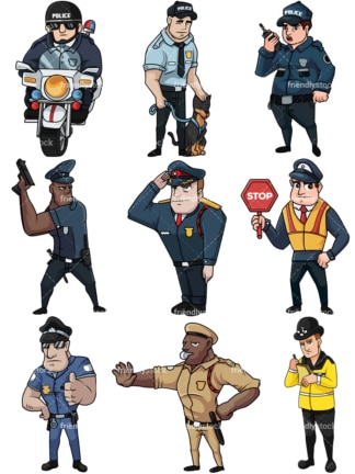 Sammlung von männlichen Polizisten nr2。和Vektor-EPS-Dateiformate (unendlich skalierbar)。Bilder auf transparentem Hintergrund isoliert。