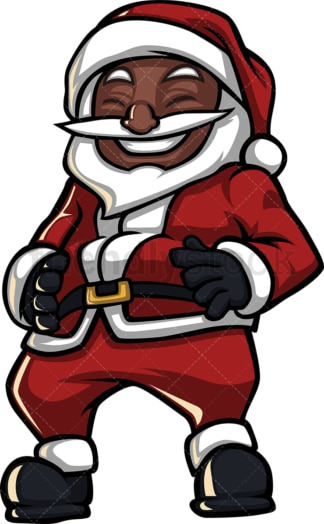 黑色圣诞老人笑得很开心。PNG - JPG和矢量EPS(无限可扩展)。