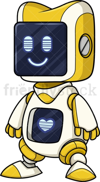 有心脏的黄色机器人。PNG - JPG和矢量EPS(无限扩展)。