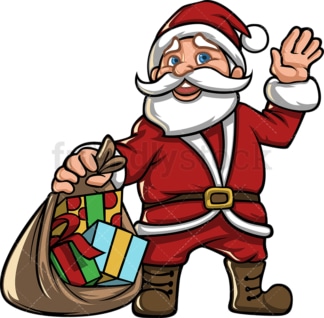 圣诞老人打开礼物袋。PNG - JPG和矢量EPS文件格式(无限可扩展)。