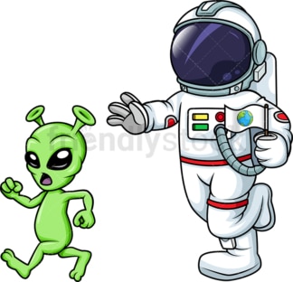 宇航员追逐外星人。PNG - JPG和矢量EPS(无限可扩展)。