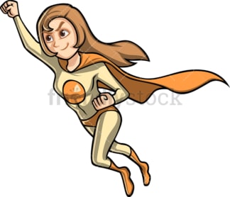 Weiblicher Superheld mit Umhang, der wie超人飞行PNG - JPG和Vektor-EPS (unendlich skalierbar)。