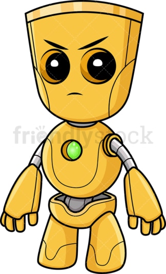 愤怒的黄色机器人。PNG - JPG和矢量EPS(无限扩展)。