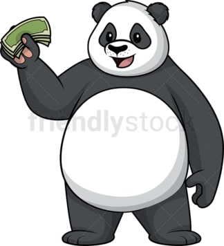 熊猫拿着钱。PNG - JPG和矢量EPS(无限可扩展)。