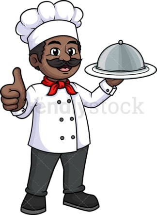 黑人男厨师竖起大拇指。PNG - JPG和矢量EPS(无限扩展)。