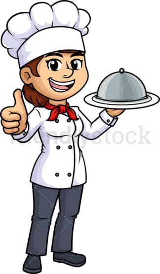 女厨师竖起大拇指。PNG - JPG和矢量EPS(无限扩展)。
