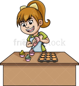 烤纸杯蛋糕的女人。PNG - JPG和矢量EPS(无限可扩展)。图像隔离在透明背景上。
