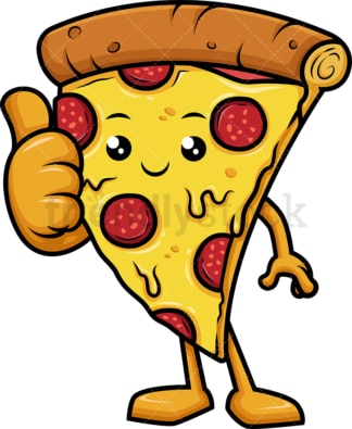 快乐的披萨角色竖起大拇指。PNG - JPG和矢量EPS(无限可扩展)。
