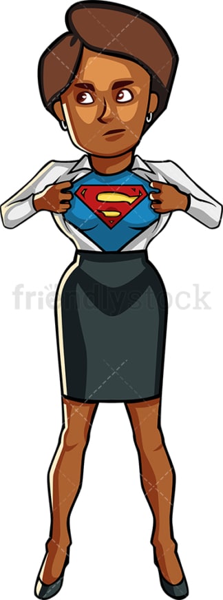 黑人女性职业超级英雄。PNG - JPG和矢量EPS文件格式(无限扩展)。在透明背景上隔离图像。