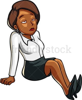 Müde schwarze Frau, die sich hinlegt。和Vektor-EPS-Dateiformate (unendlich skalierbar)。辛特格兰德孤立的透明图片。