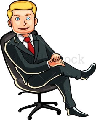 坐在办公椅上的商人。PNG - JPG和矢量EPS文件格式(无限可扩展)。图像隔离在透明背景上。
