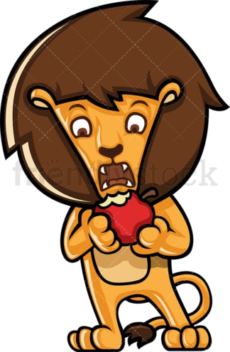 狮子正在吃苹果。PNG - JPG和矢量EPS(无限可扩展)。