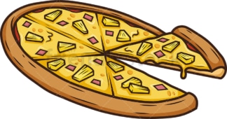 菠萝披萨侧视图。PNG - JPG和矢量EPS(无限可扩展)。