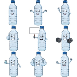 卡通水瓶人物。PNG - JPG和无限可伸缩的矢量EPS -白色或透明的背景。