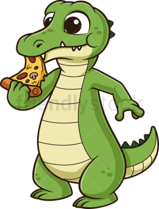 鳄鱼在吃披萨。PNG - JPG和矢量EPS(无限可扩展)。