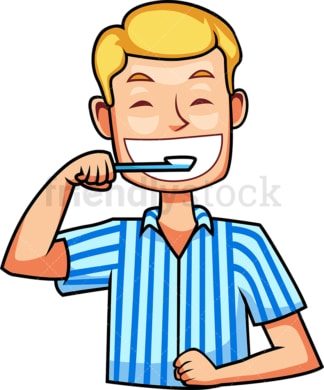 Blanke man tandenpoetsen. PNG - JPG en vector EPS-bestandsindelingen (oneindig schaalbaar). Afbeelding geïsoleerd op transparante achtergrond.