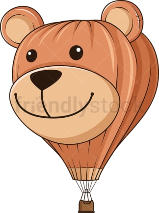 可爱的熊脸热气球。PNG - JPG和矢量EPS(无限可扩展)。
