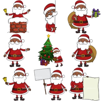 施瓦兹Weihnachtsmann-Clipart-Bundle。PNG - JPG和unendlich skalierbare vector EPS - auf weißem oder transparent Hintergrund。