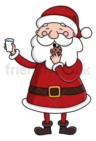 圣诞老人端着牛奶吃饼干。PNG - JPG和矢量EPS(无限可扩展)。