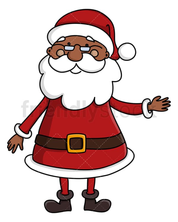 微笑的黑色圣诞老人。PNG - JPG和矢量EPS(无限缩放)。