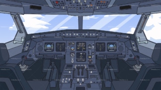 Flugzeug-Cockpit-Hintergrund im Seitenverhältnis 16:9。PNG - JPG-和矢量- eps -数据格式(unendlich skalierbar)。